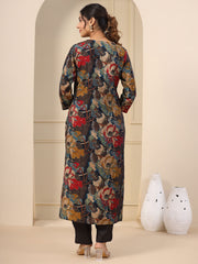 Floral Printed Muslin Kurta With Pants