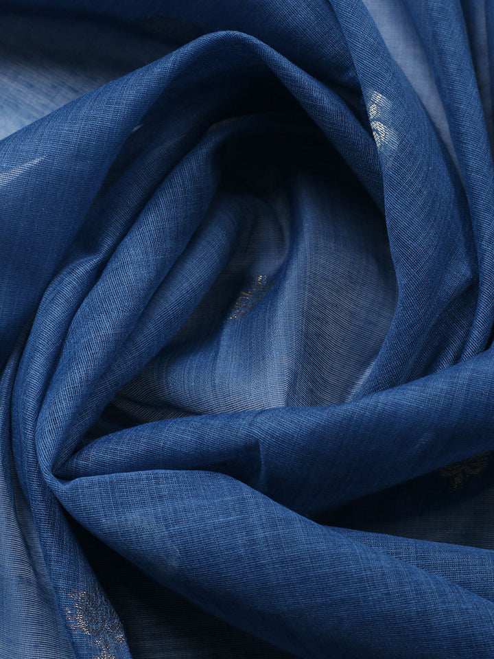 Printed Chanderi Unstitched Suit With Pant &amp; Dupatta