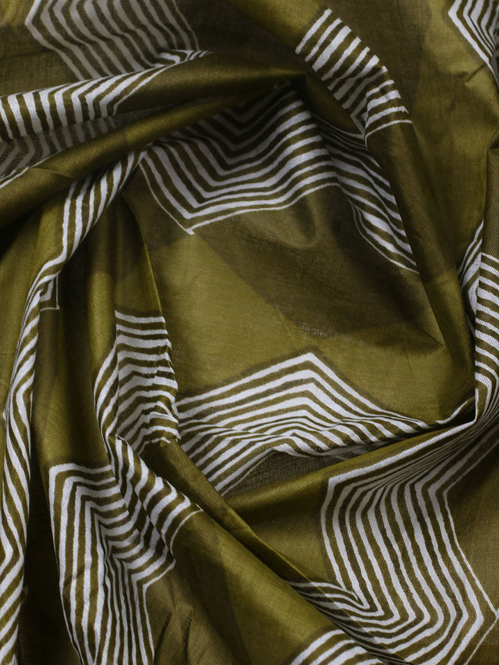 Printed Cotton Blend Unstitched Suit With Pant &amp; Dupatta