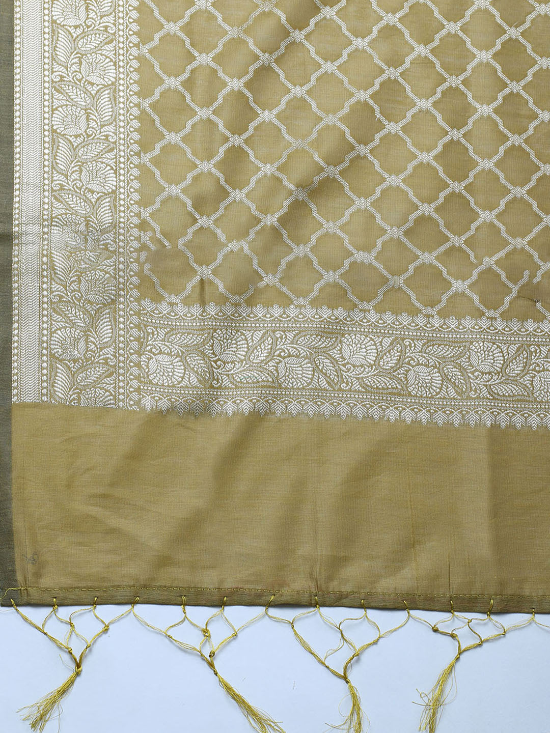 Banarasi Chanderi Unstitched Suit With Pant &amp; Dupatta