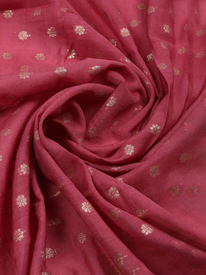 Neck Embroidered Chanderi Unstitched Suit With Dupatta