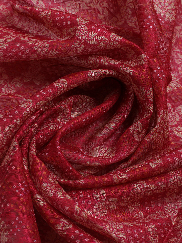 Embroidered Chanderi Unstitched Suit With Dupatta