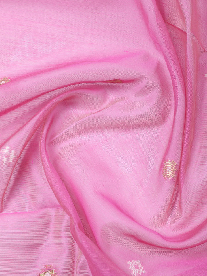 Printed Chanderi Unstitched Suit With Pant &amp; Dupatta