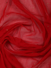 Woven Design Chanderi Red Unstitched Suit With Pant & Dupatta