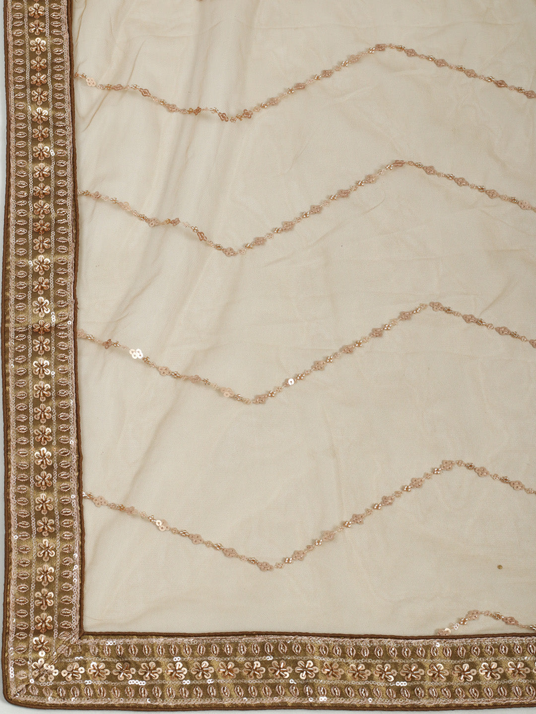 Golden Sequin Embroidered Lehenga Choli with Net Dupatta