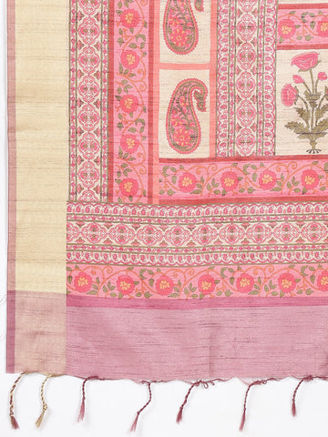 Plain Zari Border Tussar Saree