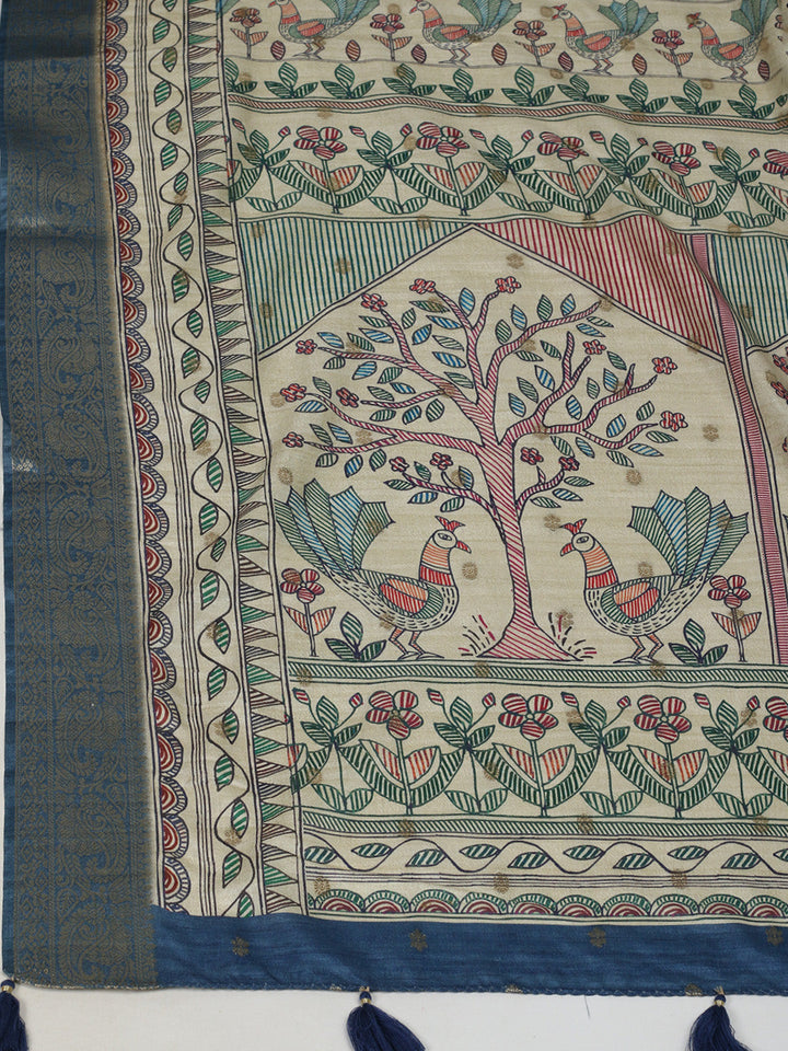 Printed &amp; Woven Design Art Silk Saree