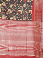 Floral Zari Border Printed Art Silk Woven Saree