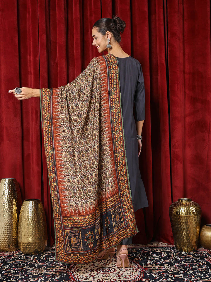 Printed Cotton Blend Kurta With Pants &amp; Dupatta