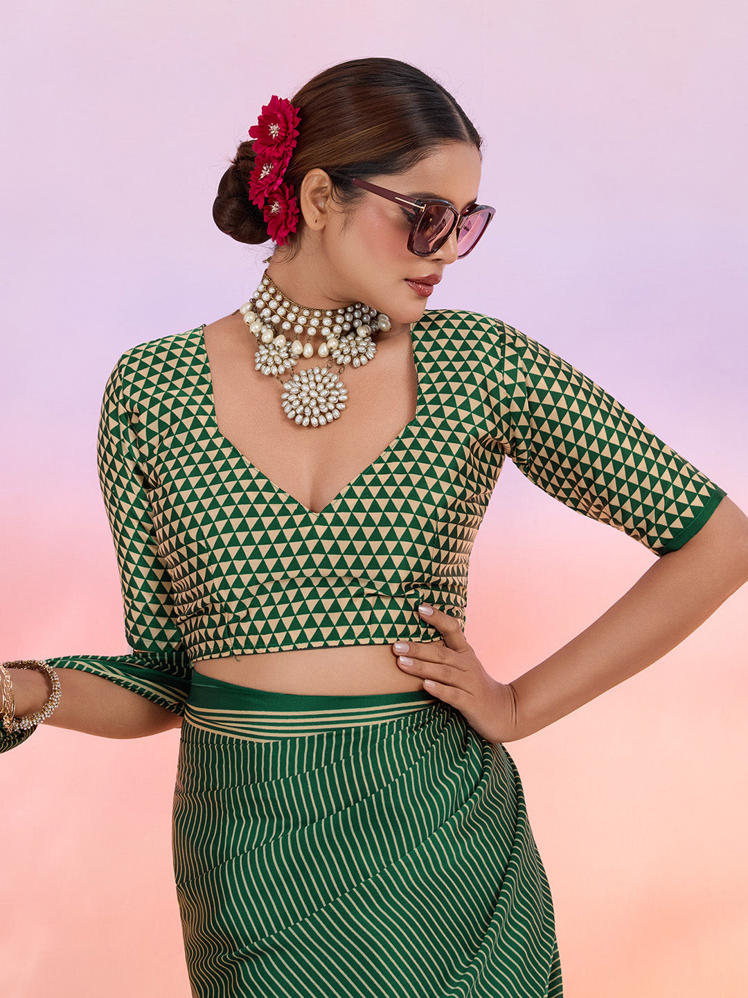 Printed Satin Saree