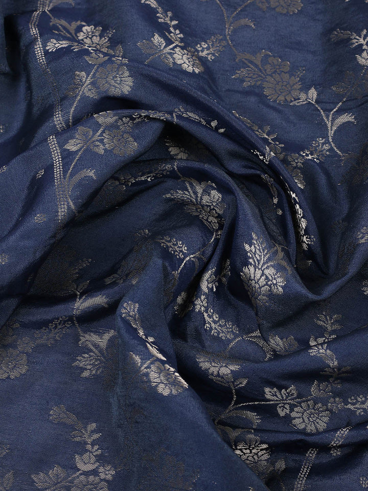 Embroidered Chanderi Unstitched Suit With Pant &amp; Dupatta