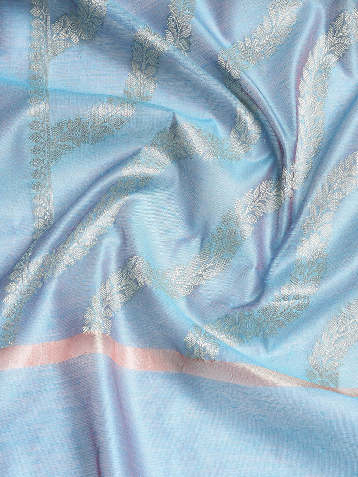 Woven Banarasi Chanderi Unstitched Suit With Dupatta