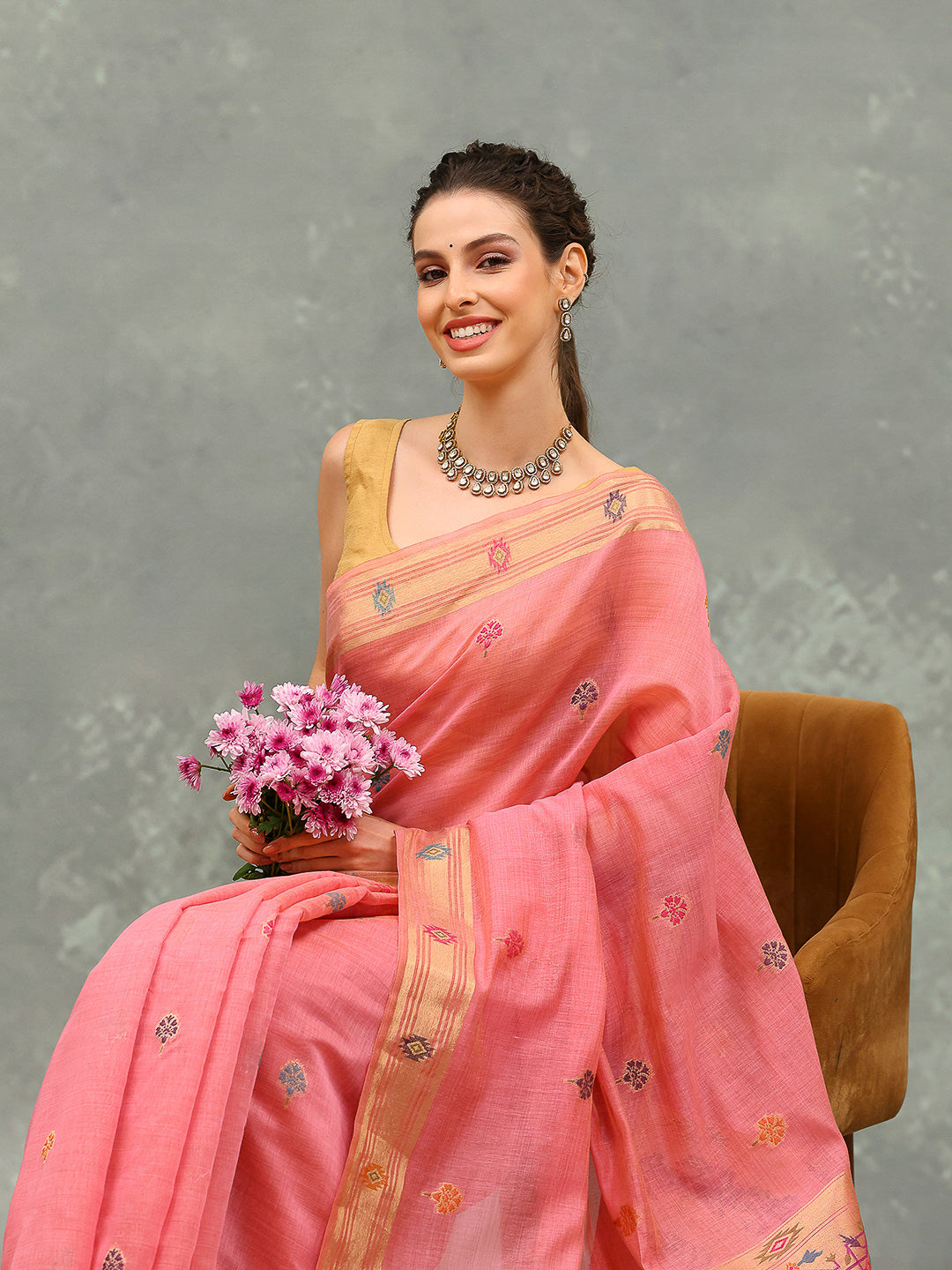 Embroidered Cotton Blend Saree