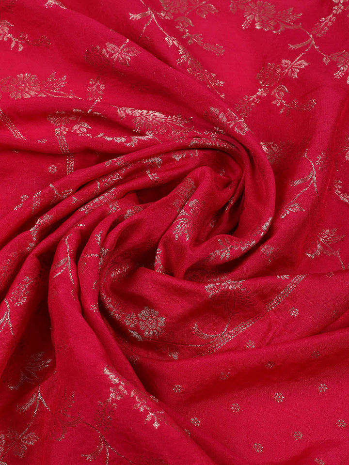 Embroidered Chanderi Unstitched Suit With Pant &amp; Dupatta