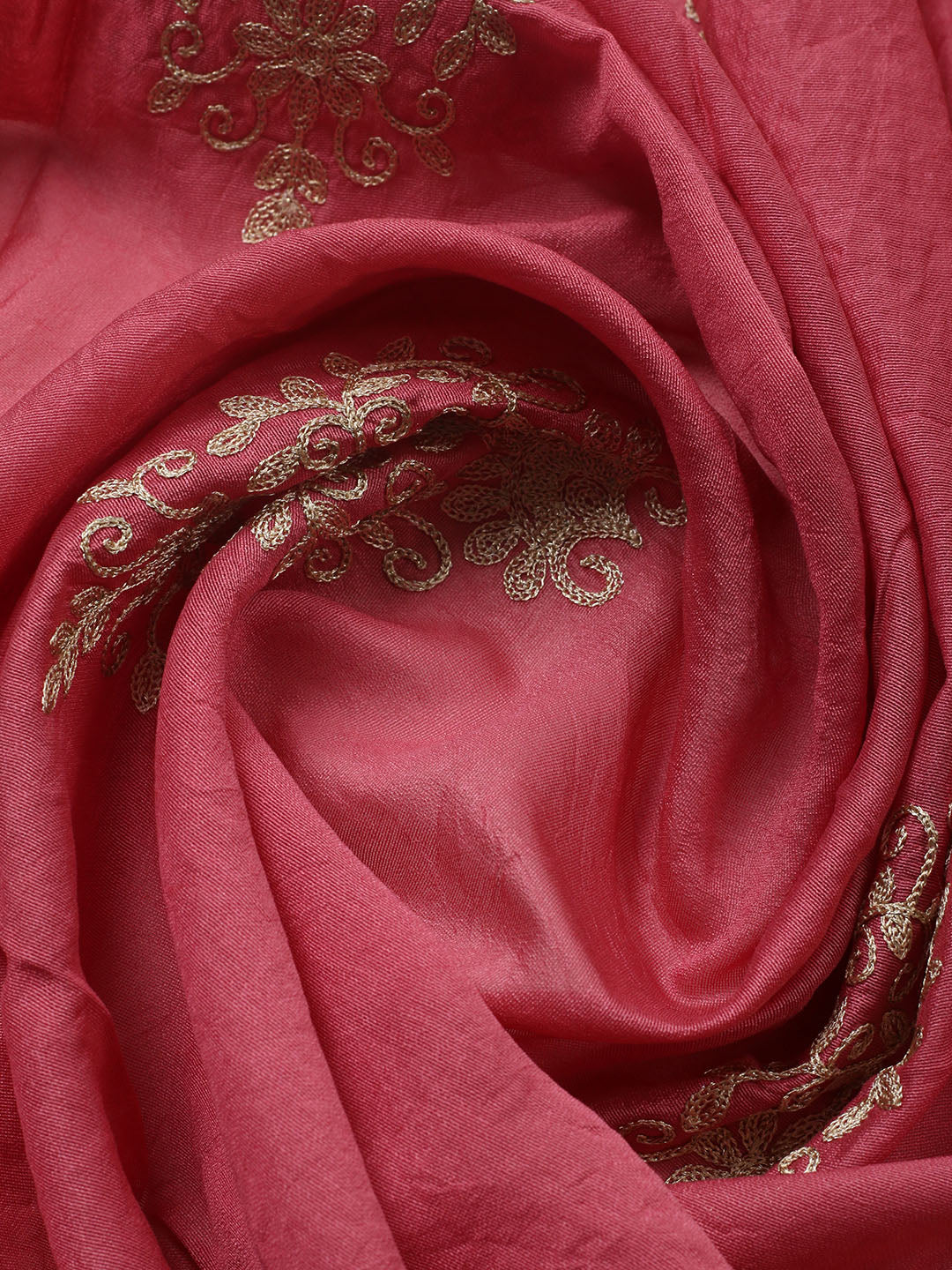 Embroidered Chanderi Unstitched Suit With Pant &amp; Dupatta