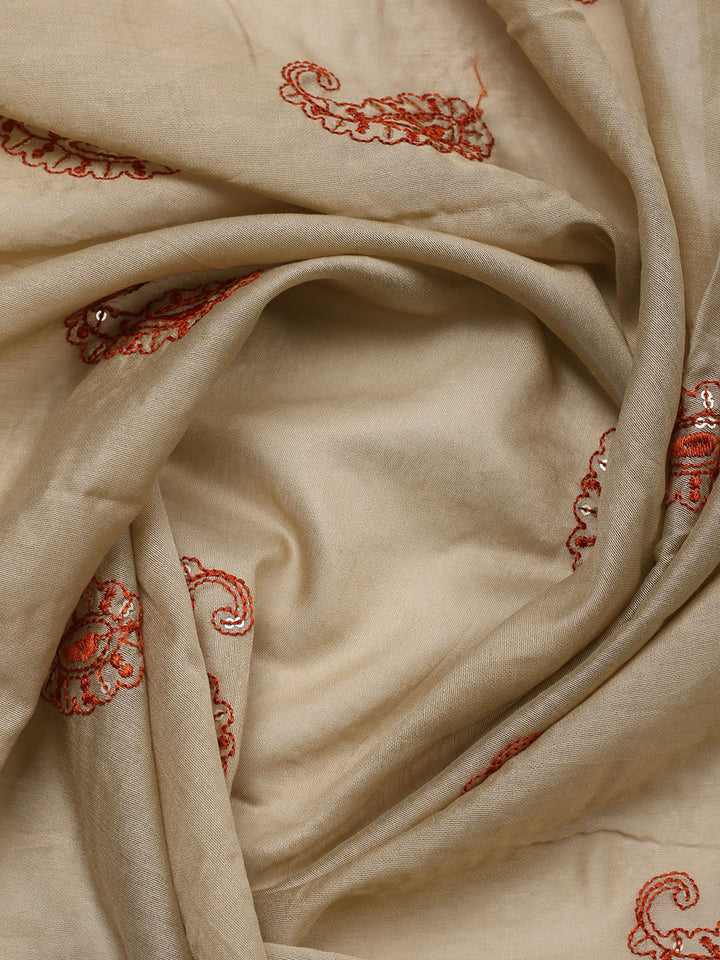 Embroidered Cotton Unstitched Suit With Pant &amp; Dupatta