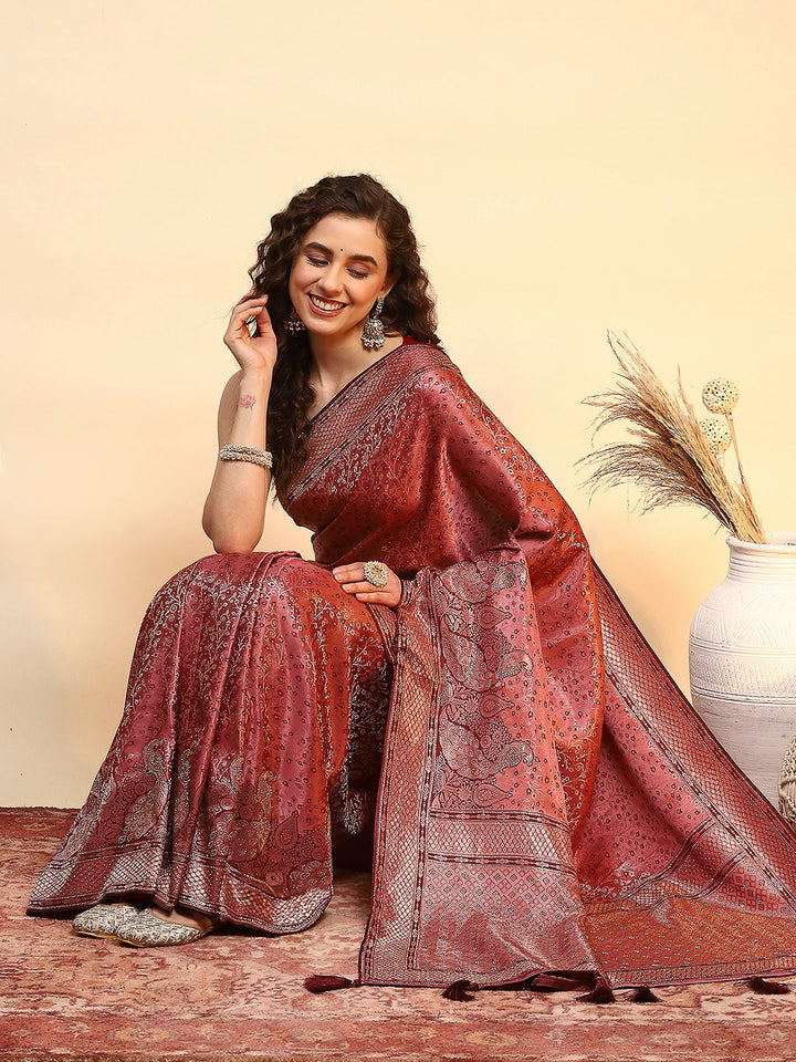 Embroidered Satin Saree