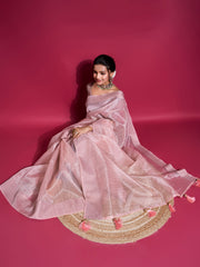 Zari Booti Woven Organza Woven Saree