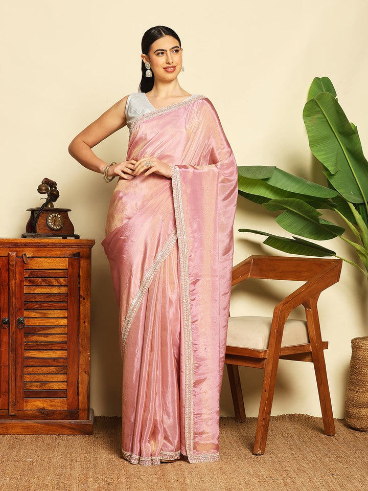 Sequence Embroidery Tissue Saree