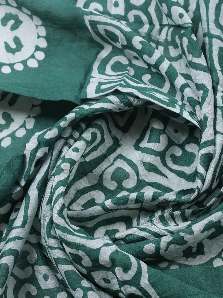 Printed Cotton Blend Unstitched Suit With Pant &amp; Dupatta