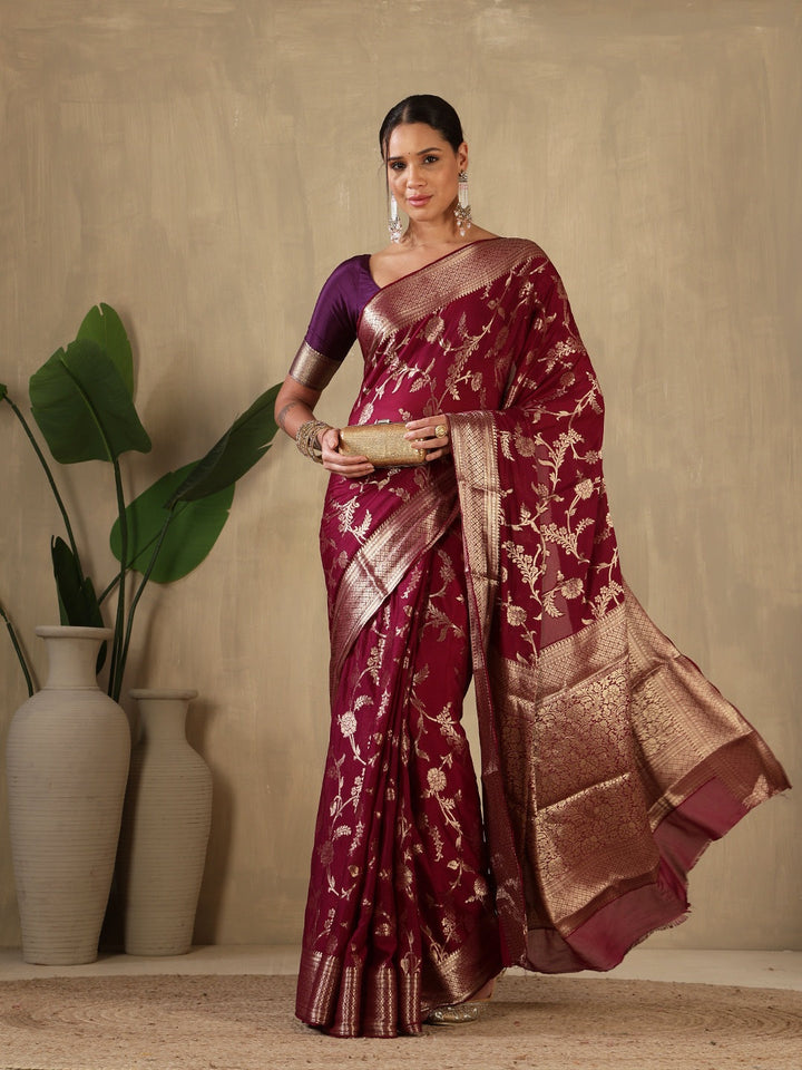 Plain Crepe Saree