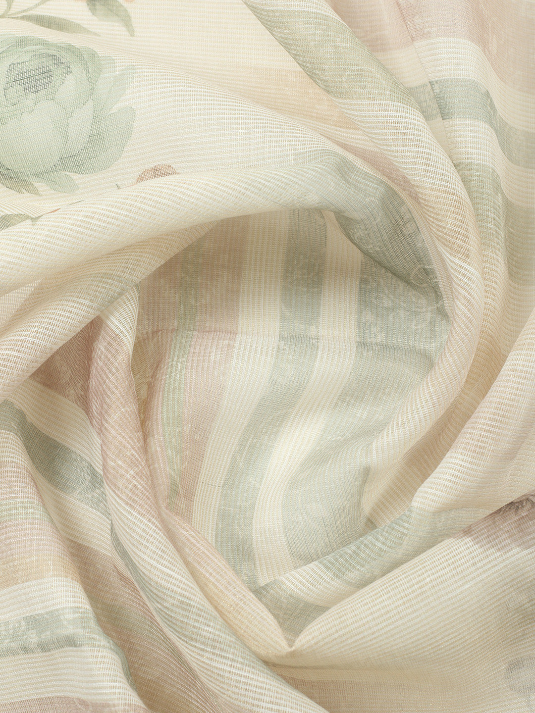 Printed Linen Blend Unstitched Suit With Pant &amp; Dupatta