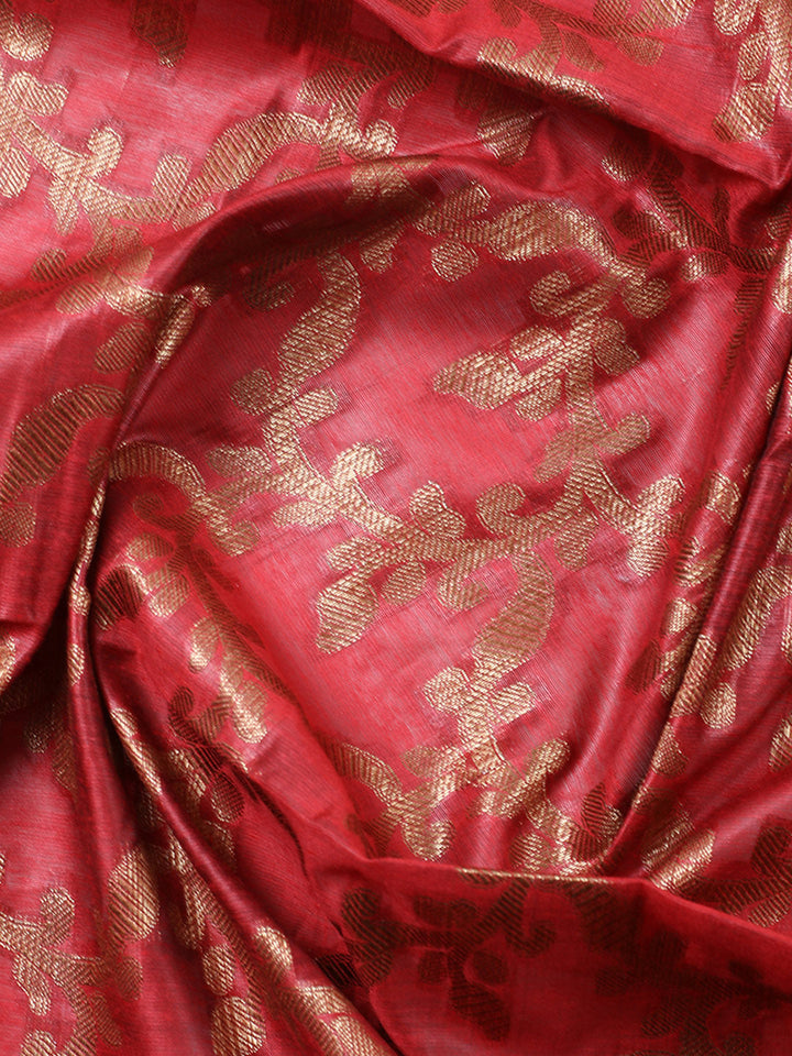 Banarasi Chanderi Unstitched Suit With Pant &amp; Dupatta