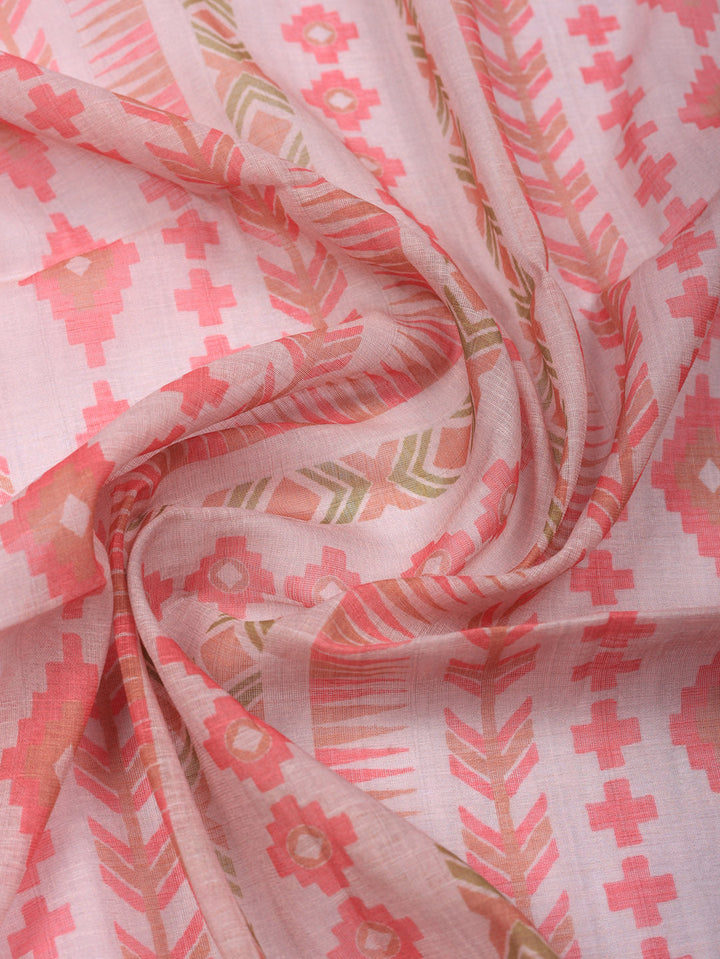Embroidered Linen Blend Unstitched Suit With Pant &amp; Dupatta
