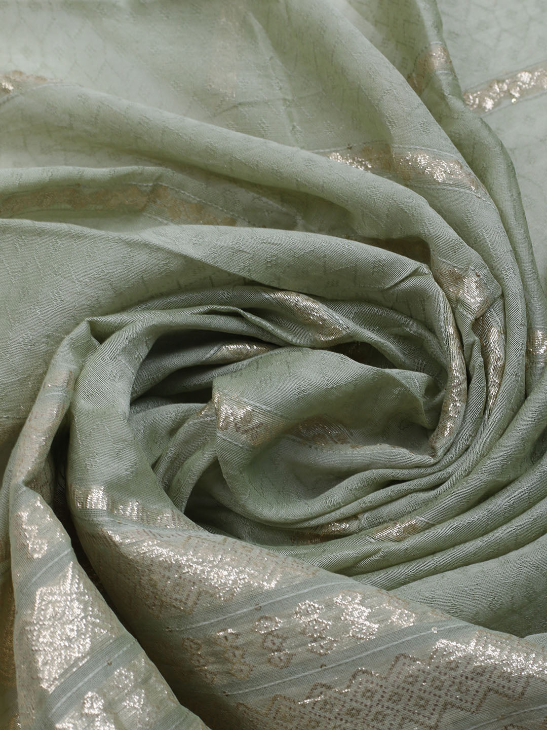 Zari Embroidered Chanderi Unstitched Suit With Dupatta