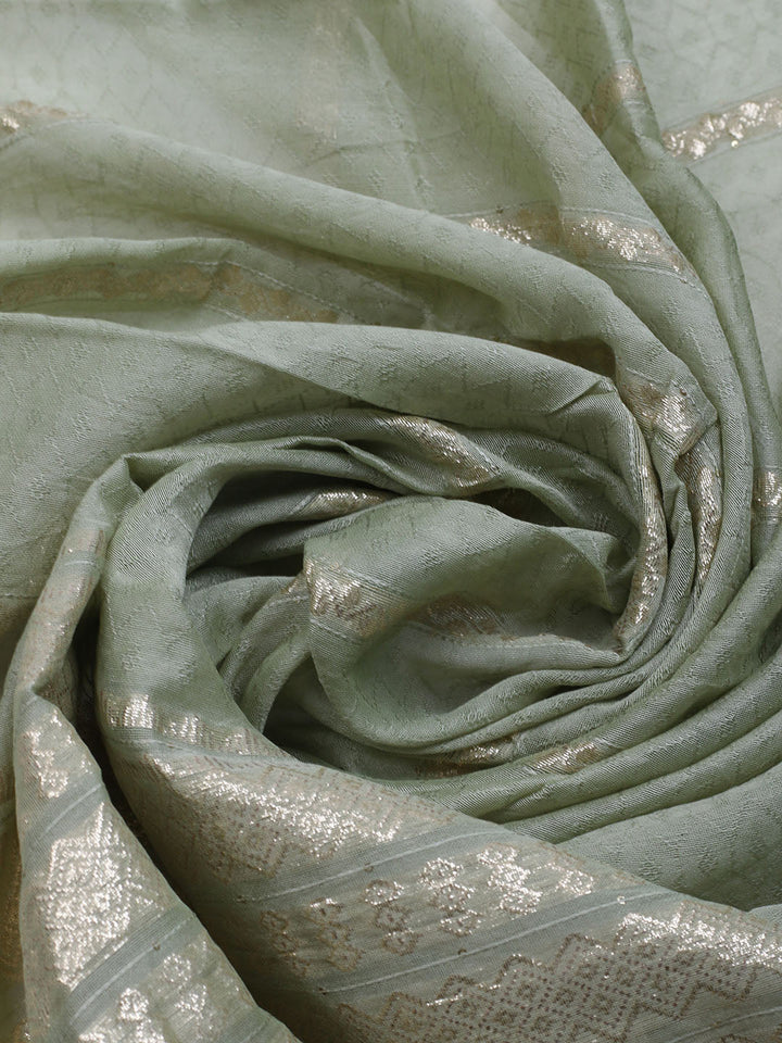 Zari Embroidered Chanderi Unstitched Suit With Dupatta