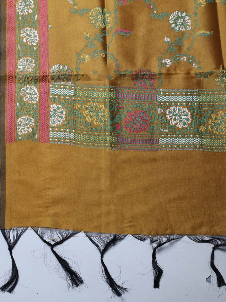 Woven Design Chanderi Unstitched Suit With Pant &amp; Dupatta