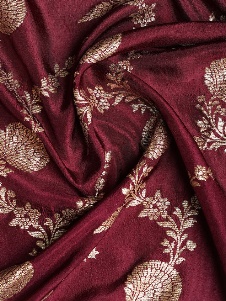 Neck Embroidered Chanderi Unstitched Suit With Dupatta