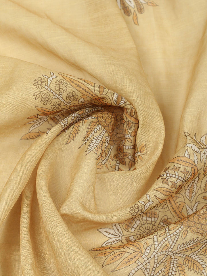 Embroidered Chanderi Unstitched Suit With Pant &amp; Dupatta