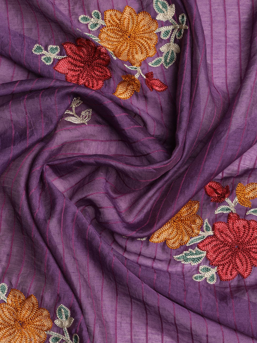 Embroidered Chanderi Unstitched Suit With Dupatta