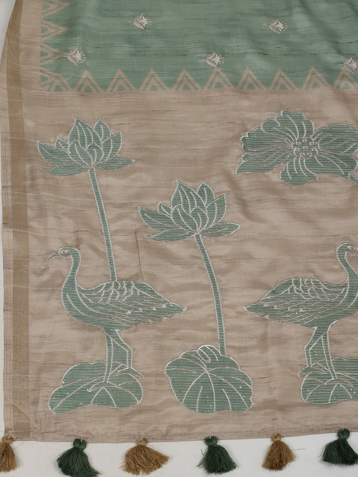 Printed &amp; Embroidered Booti Art Silk Saree