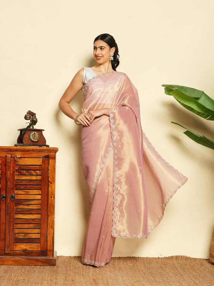 Embroidered Tissue Saree