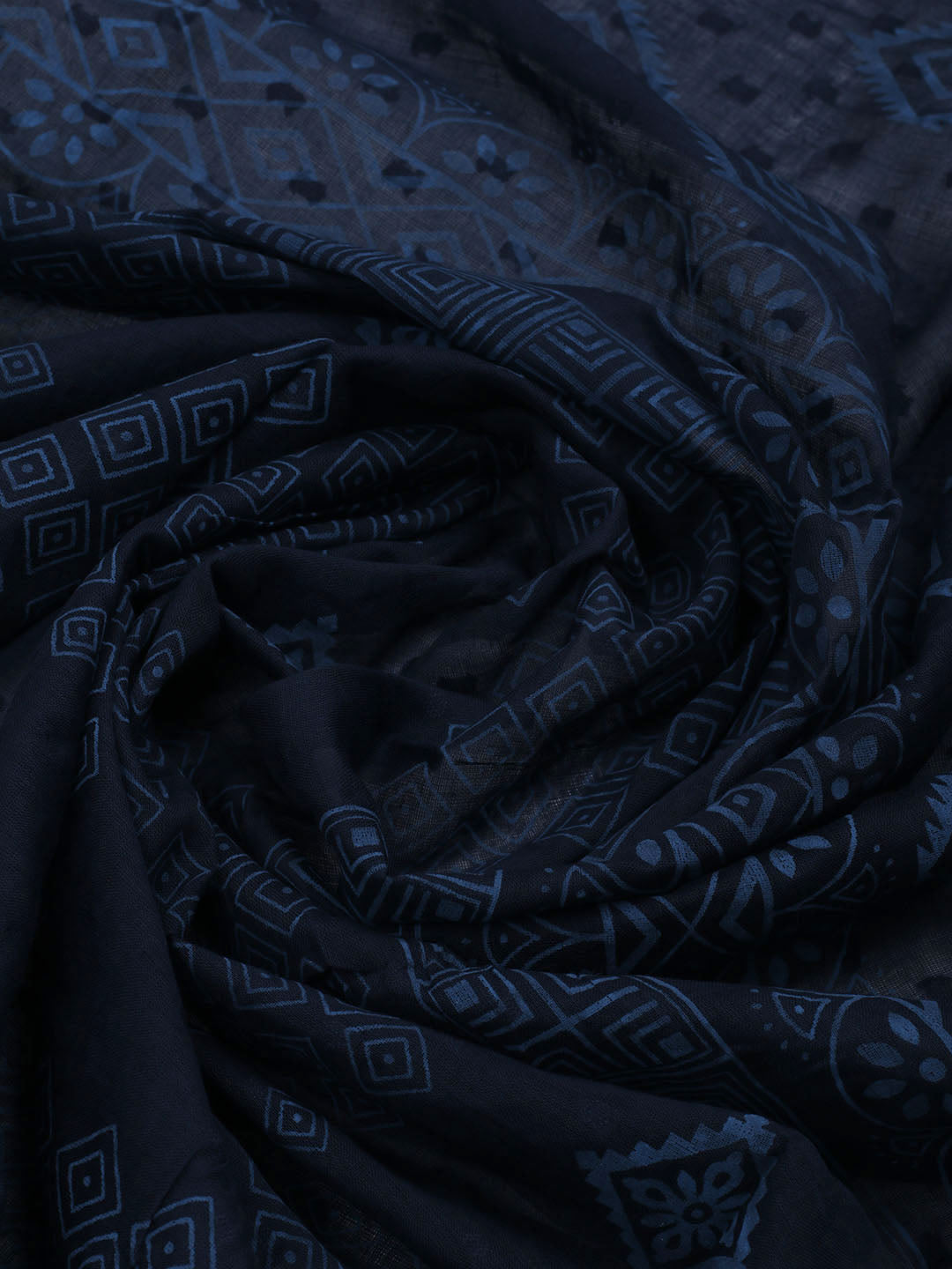 Patch Neck Cotton Blend Unstitched Suit With Dupatta