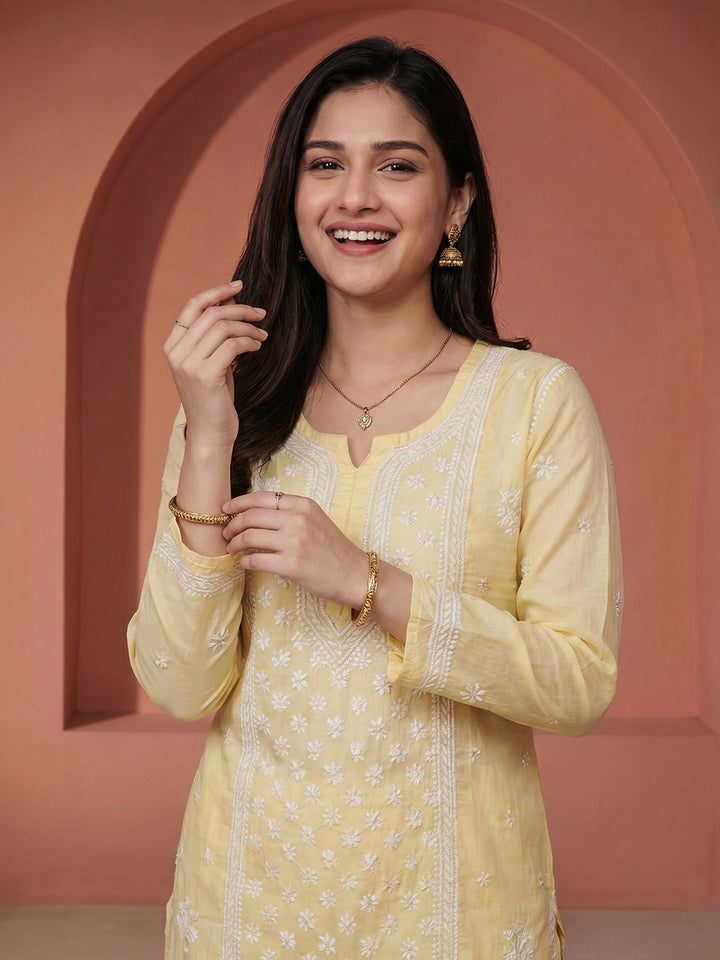 Embroidered Chanderi Suit Set With Dupatta