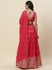 Zari Booti Embroidered Organza Choli With Lehenga & Dupatta