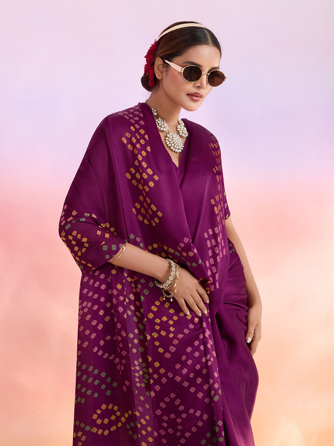 Printed Satin Saree
