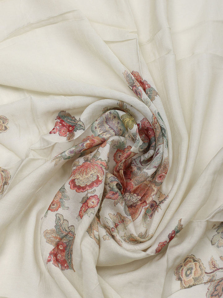 Embellished Muslin Unstitched Suit With Pant &amp; Dupatta