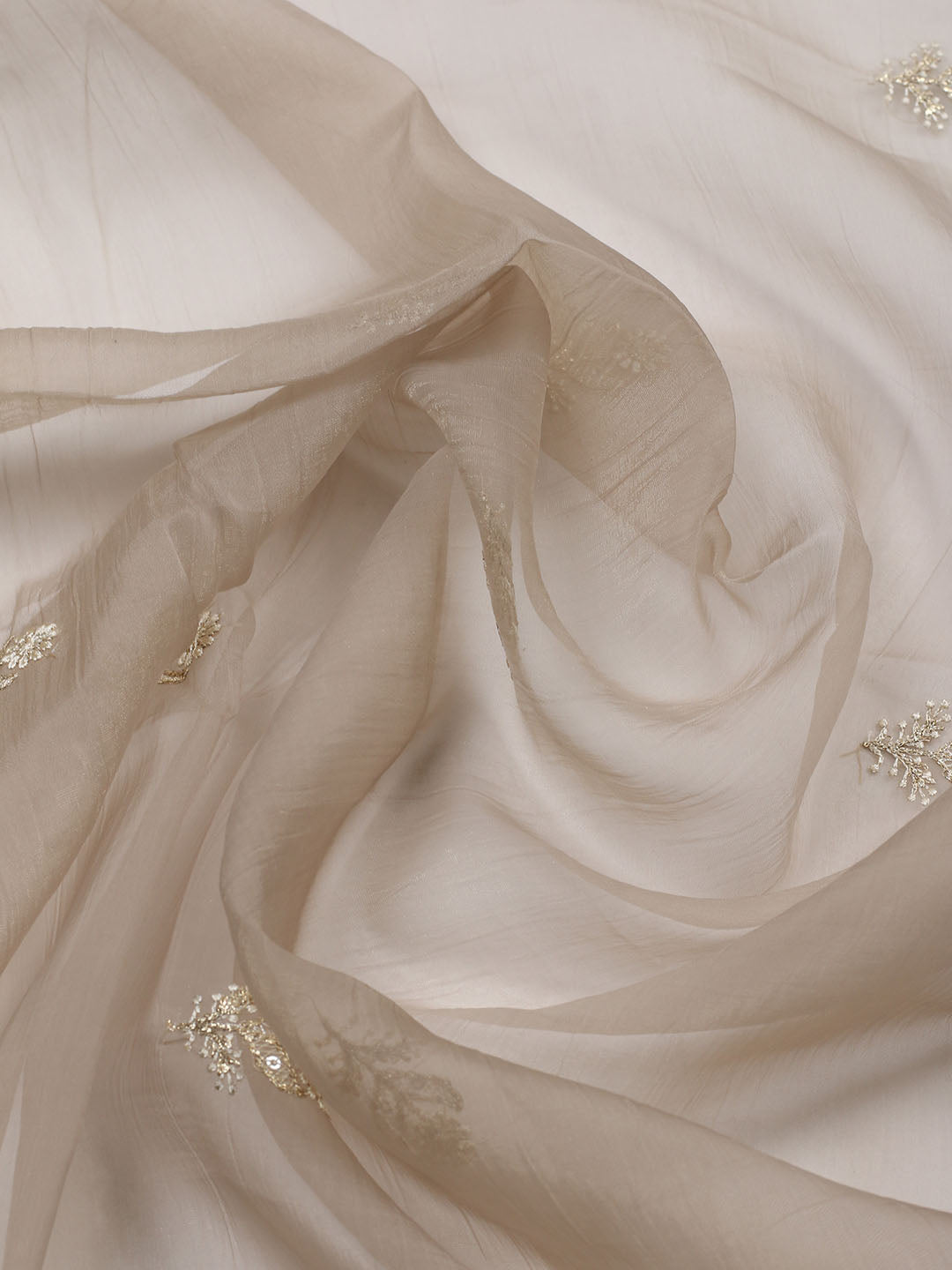 Embroidered Organza Unstitched Suit With Pant &amp; Dupatta