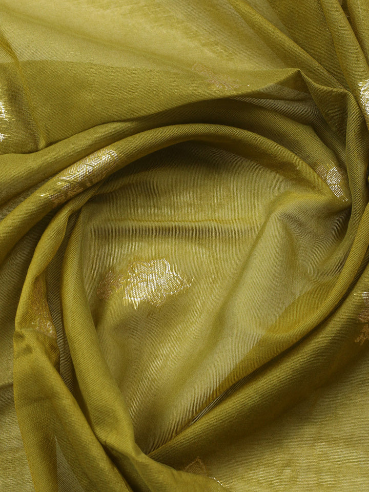 Embroidered Chanderi Unstitched Suit With Pant &amp; Dupatta