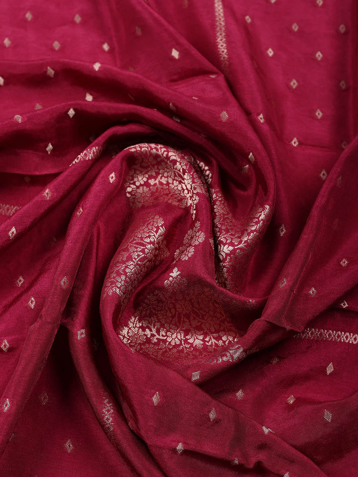 Woven Design Chanderi Unstitched Suit With Pant &amp; Dupatta
