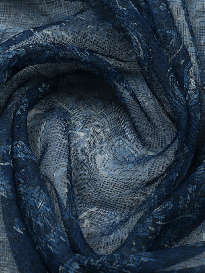 Printed Cotton Blend Unstitched Suit With Pant Dupatta
