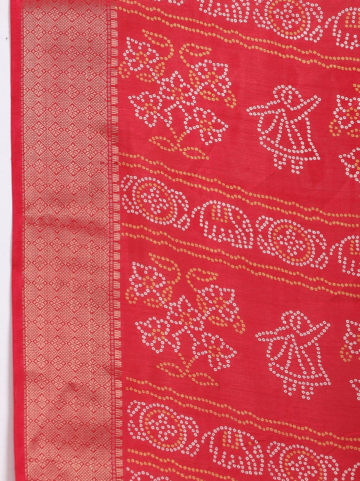 Bandhani Printed Dola Cotton Saree