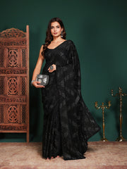Embroidered Satin Saree