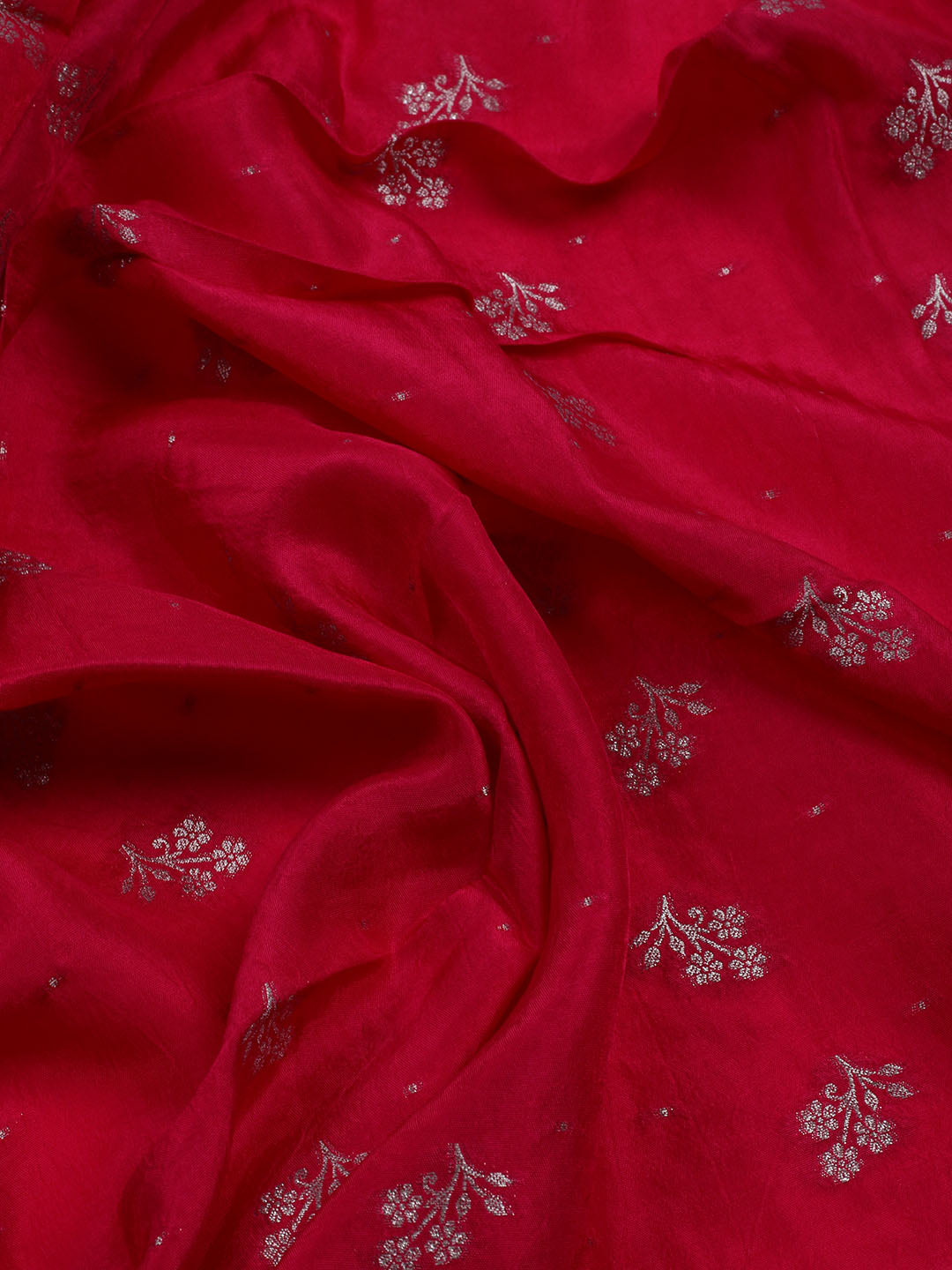 Embroidered Art Silk Unstitched Suit With Dupatta