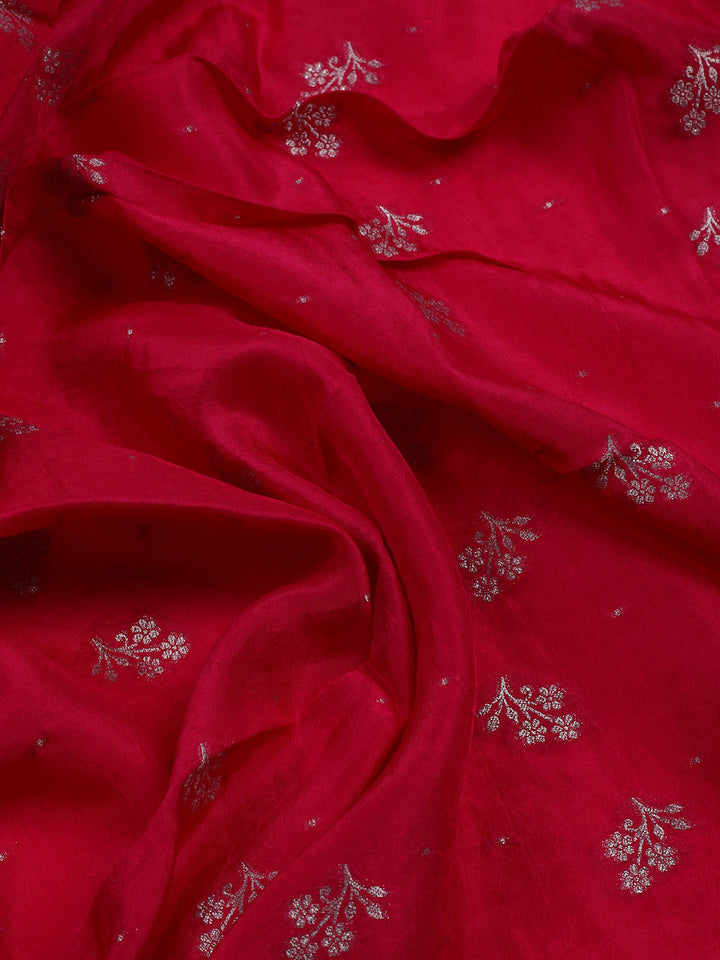Embroidered Art Silk Unstitched Suit With Dupatta
