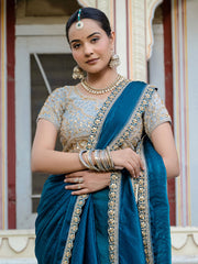 Embroidered Satin Saree